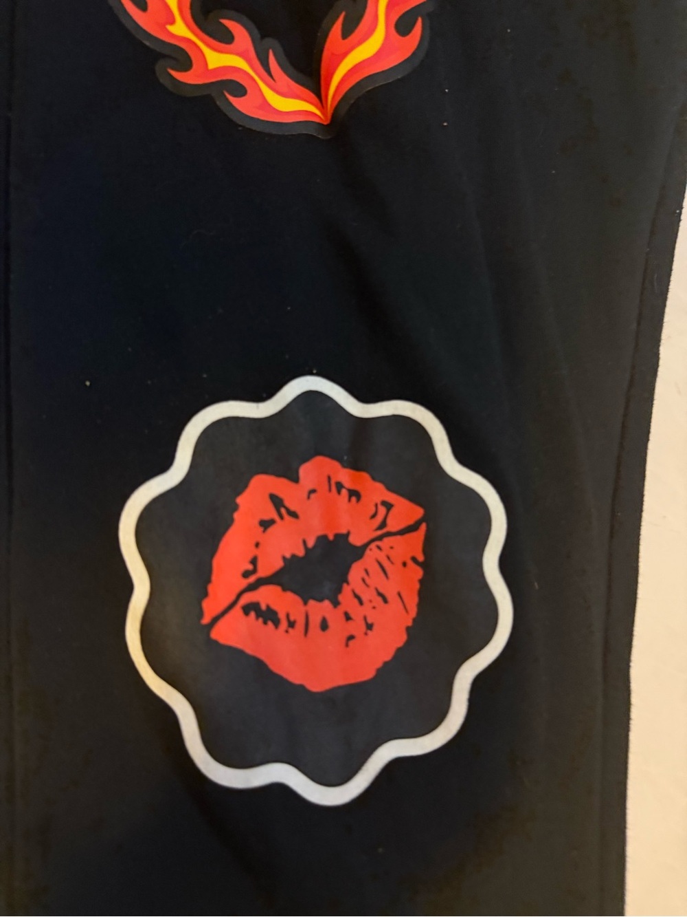 Betty Boop Black Jogger Sweatpants with Flame & Lip Graphics - Picture 6 of 6